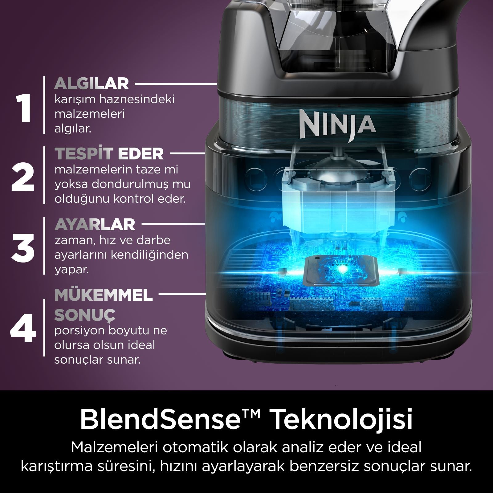 NINJA DETECT BLENDSENSE POWER BLENDER MUTFAK SİSTEMİ SİYAH