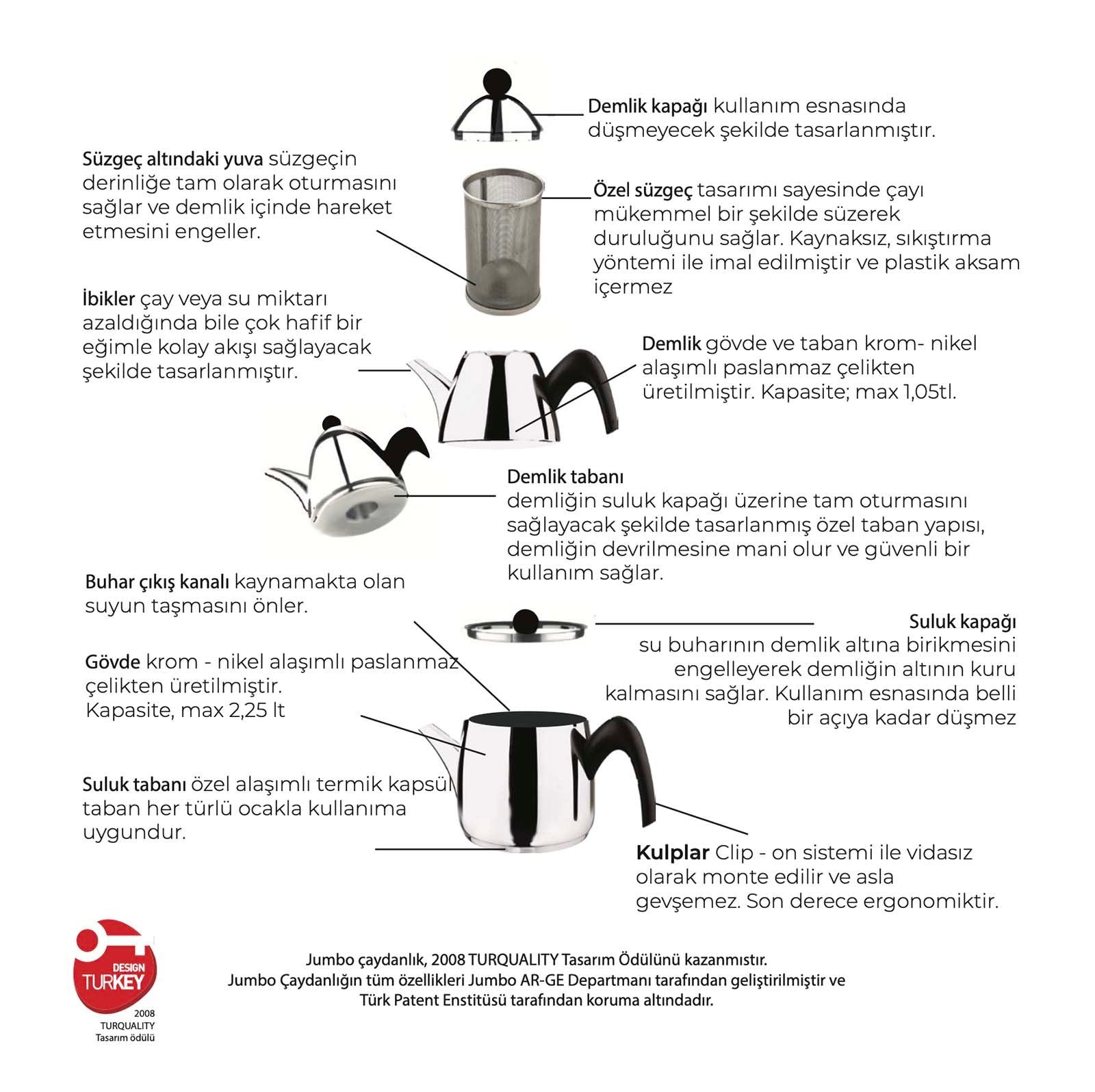 Jumbo 6500 Siyah Çaydanlık