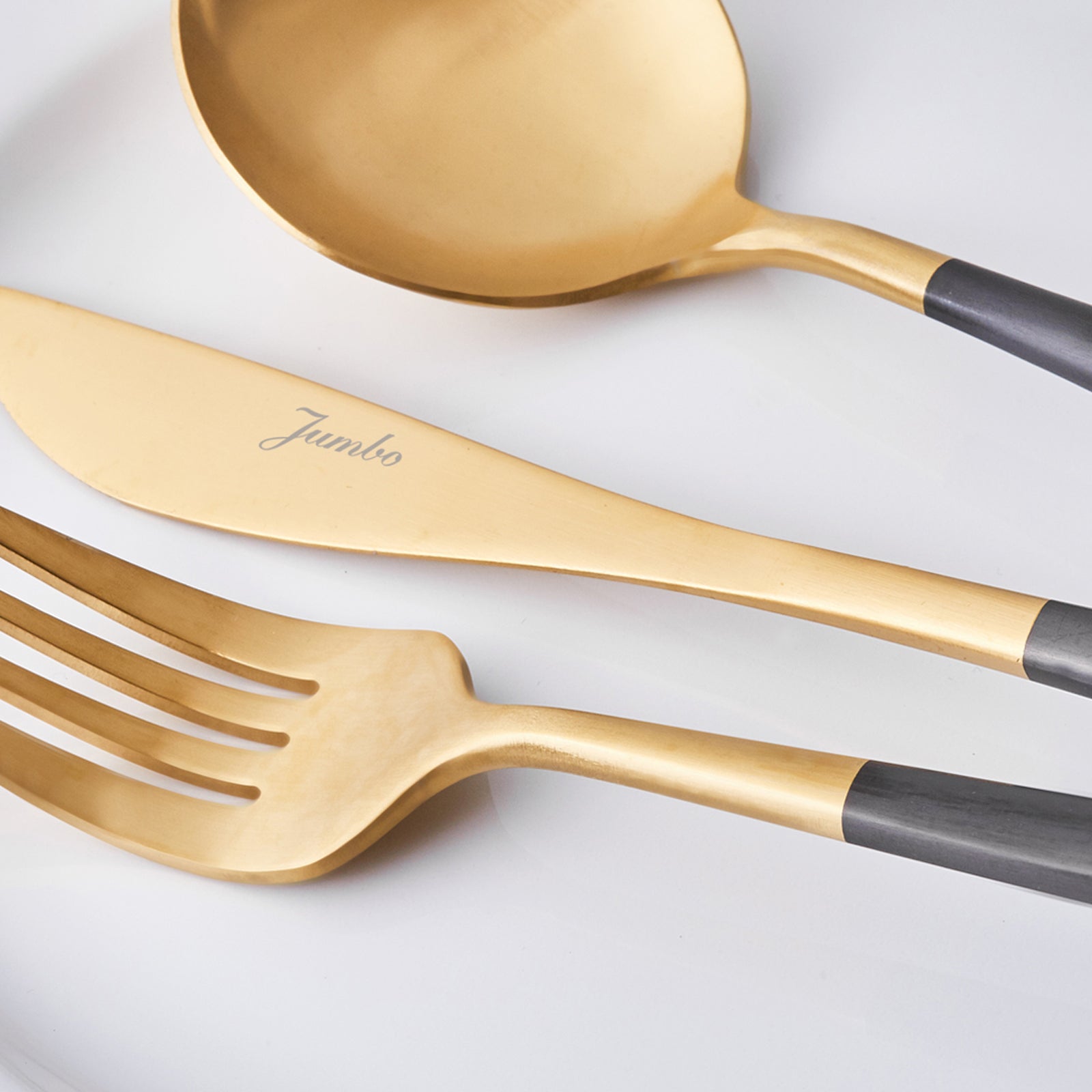 Jumbo Colors Siyah Mat Altın 6 Kişilik 30 Parça Çatal Kaşık Bıçak Seti