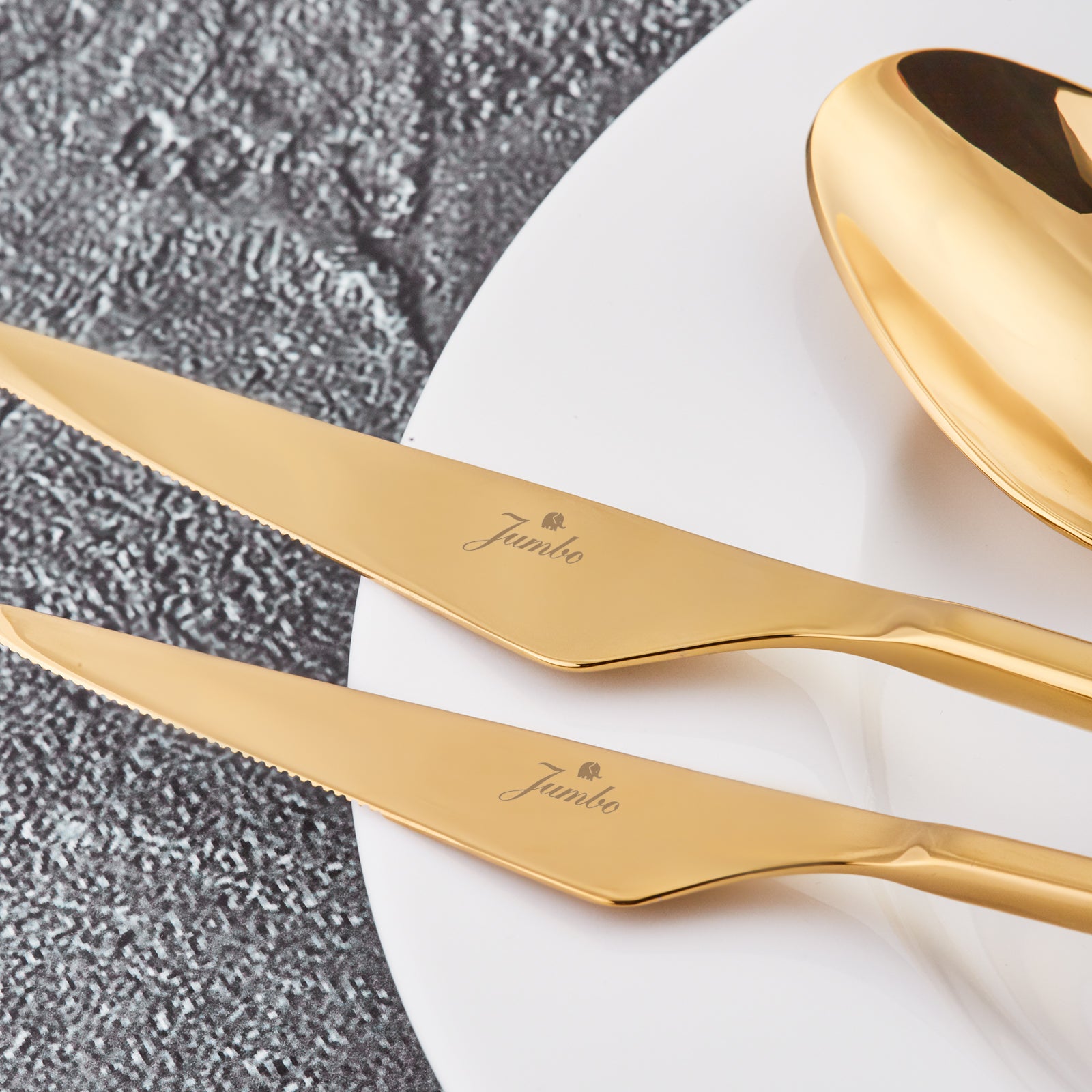 Jumbo 5500 Titanyum Gold 12 Kişilik 84 Parça Çatal Kaşık Bıçak Takımı